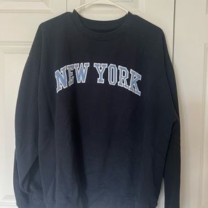 New York Popular “New York” Crewneck Sweatshirt Navy Blue XL
